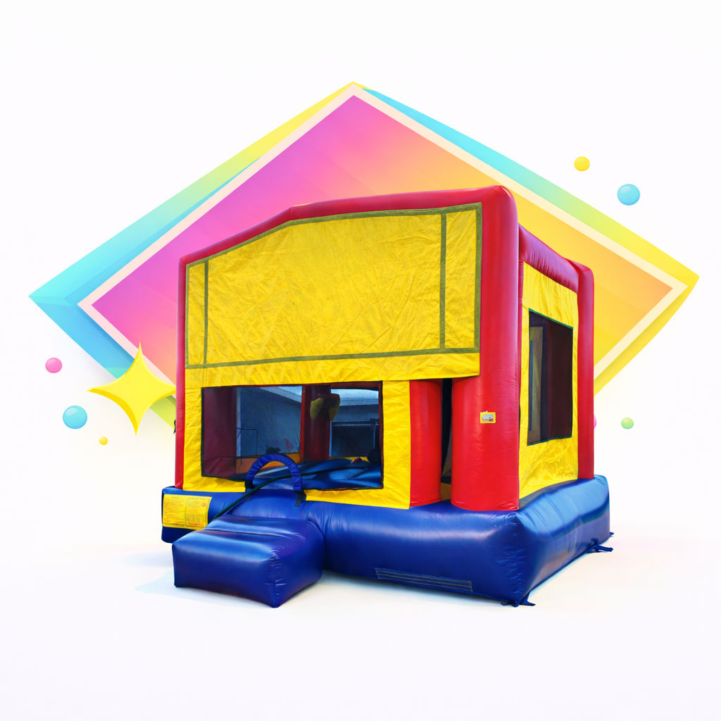 Bounce house, yellow and red.